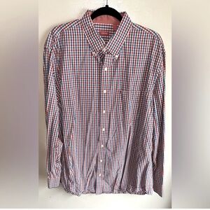 IZOD Men's Red and Blue Checkered Shirt